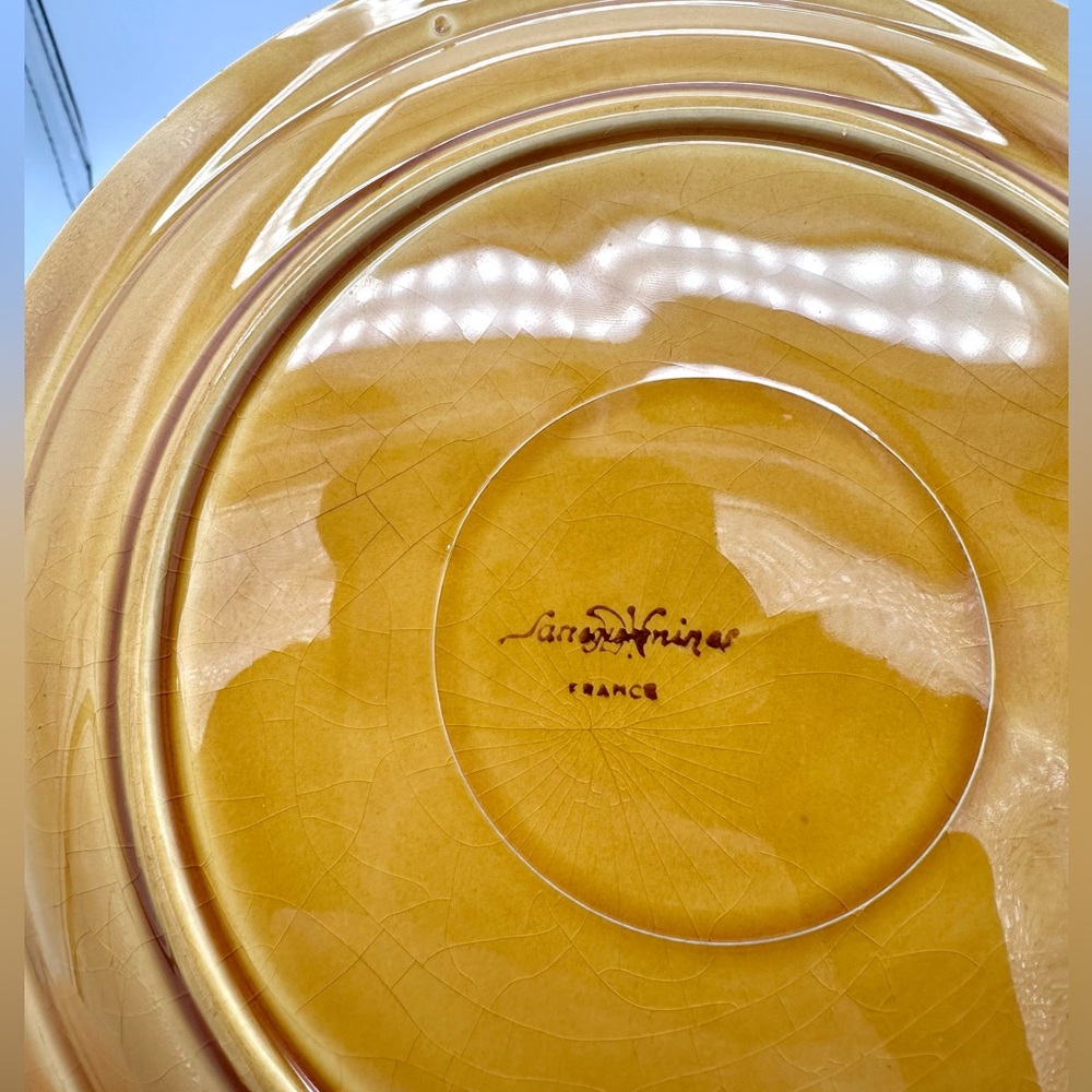 Set of 2 Sarreguemines of France Mustard Yellow 4 Section Grill Plates - Picture 3 of 7